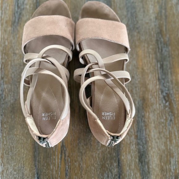 Eileen Fisher Women's Star Sport Tan Beige Wedge Strappy Sandals Size 10 - Picture 6 of 10